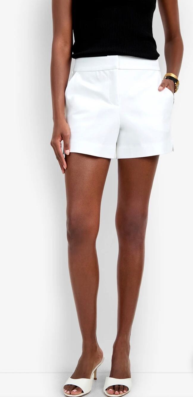 Trina Turk Corbin White Stretch Cotton Tailored Shorts Size 12 Resort NWT